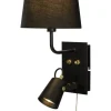 Aneta Lighting seinävalaisin Metz kangasvarjostimella musta/