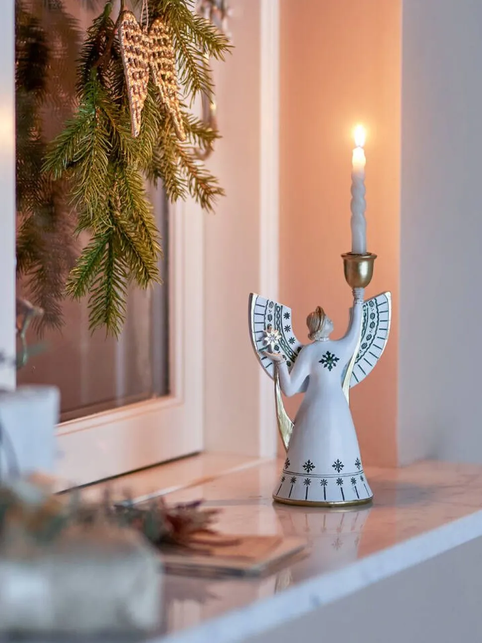 Bloomingville kynttilänjalka Evangeline valkoinen