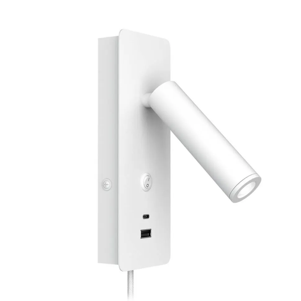 Design by Grönlund seinävalaisin Gent USB A+C valkoinen