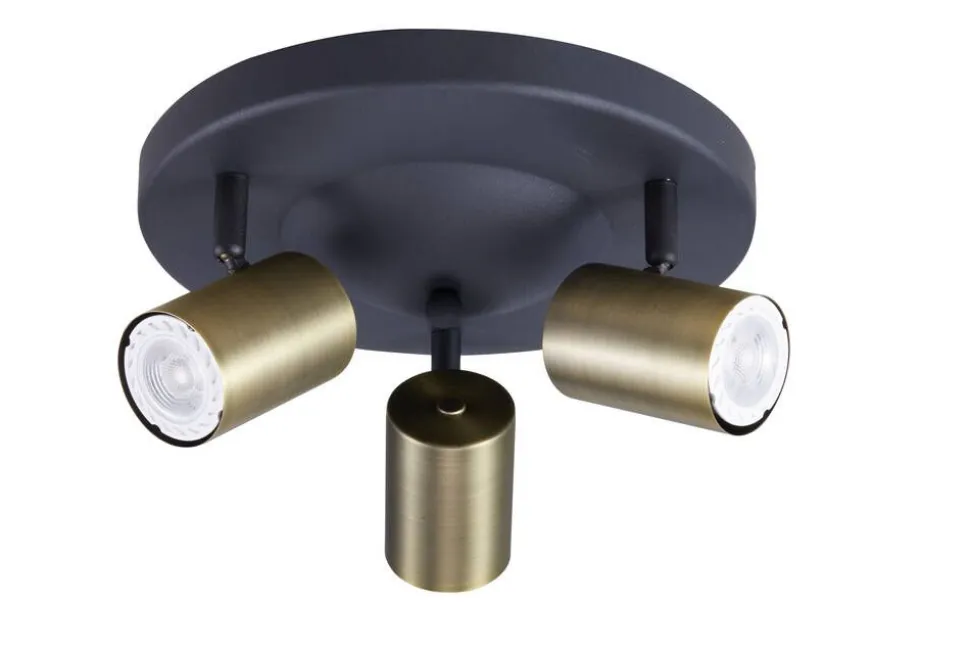 Heat kattospotti Gold Tube 3-osainen pyöreä kulta-musta