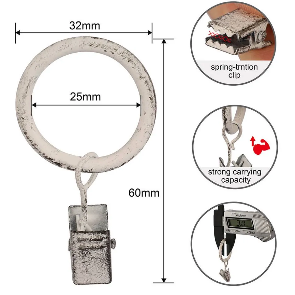 Ihanin verhorenkaat nipistimellä 25/32 mm valkokulta
