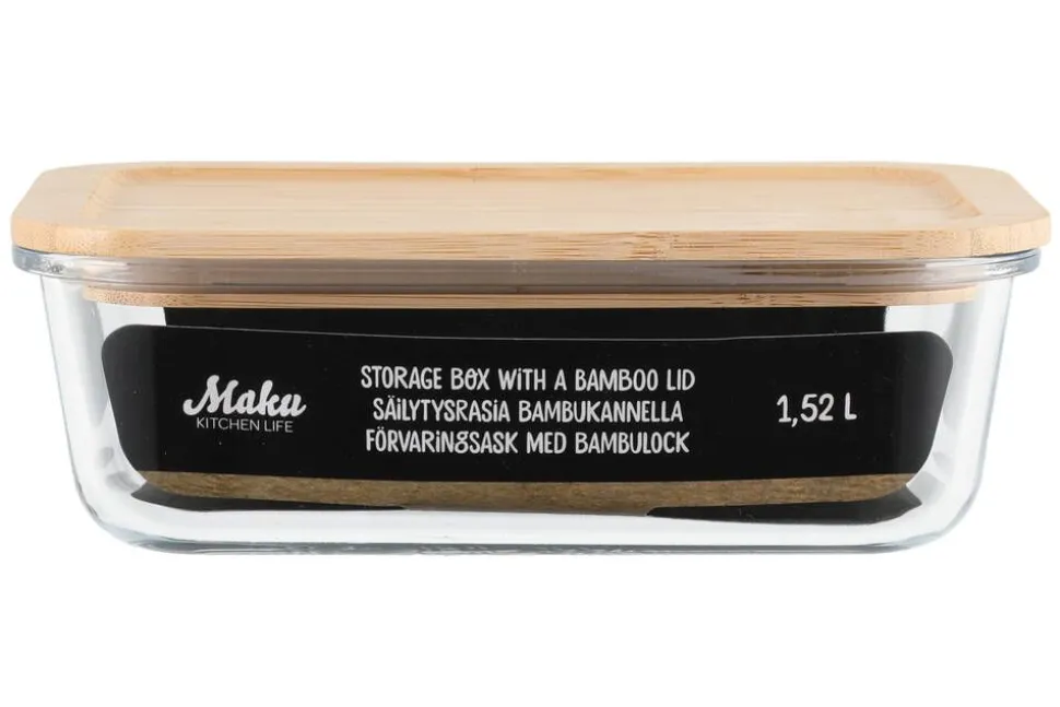 Maku säilytysrasia 1,52 L lasi/bambu