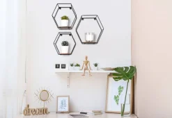 Mirrors and More seinähylly Chiara musta/puu 3-pack