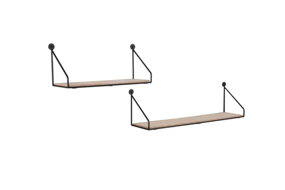 Mirrors and More seinähylly Dana musta/puu 2-pack