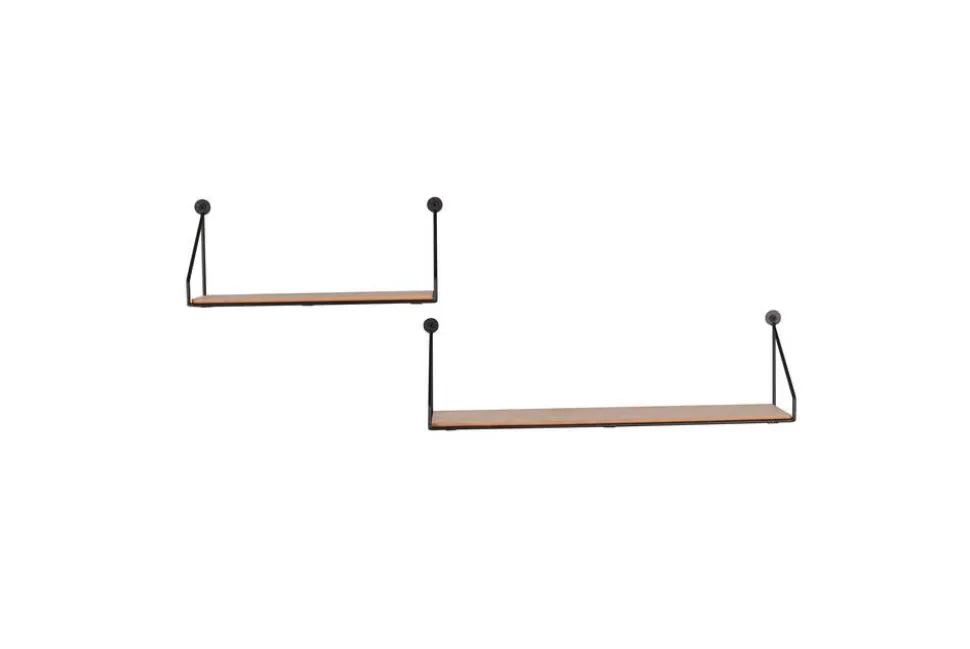 Mirrors and More seinähylly Dana musta/puu 2-pack