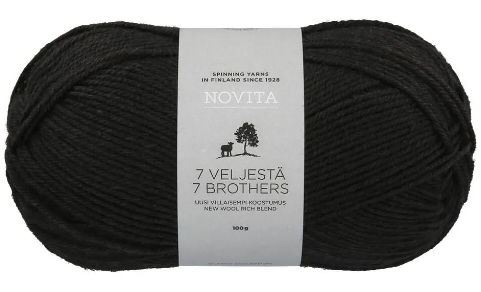 Novita 7 Veljestä lanka 100 g 099 noki