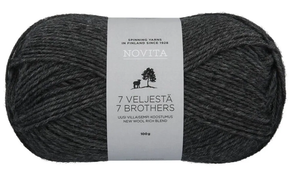 Novita 7 Veljestä lanka 100 g 044 grafiitti