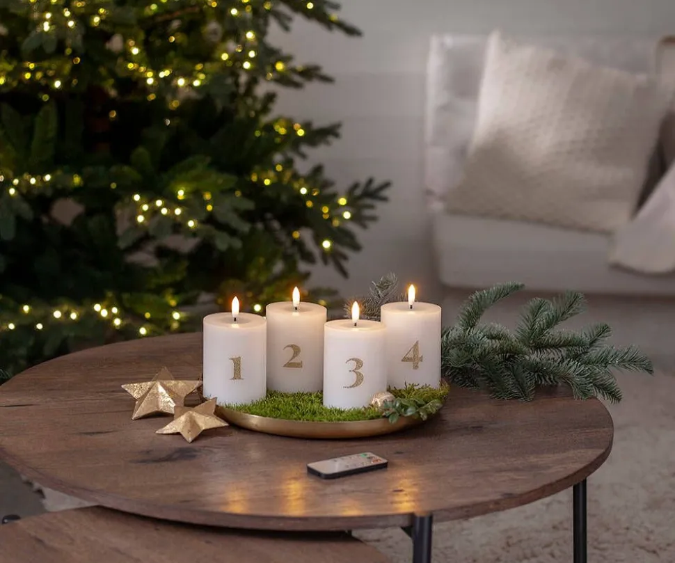 Star Trading LED-kynttilä Flamme Advent valkoinen 4 kpl