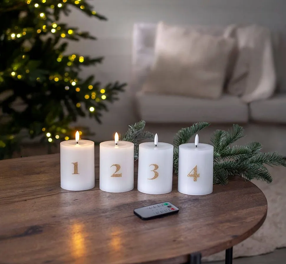 Star Trading LED-kynttilä Flamme Advent valkoinen 4 kpl
