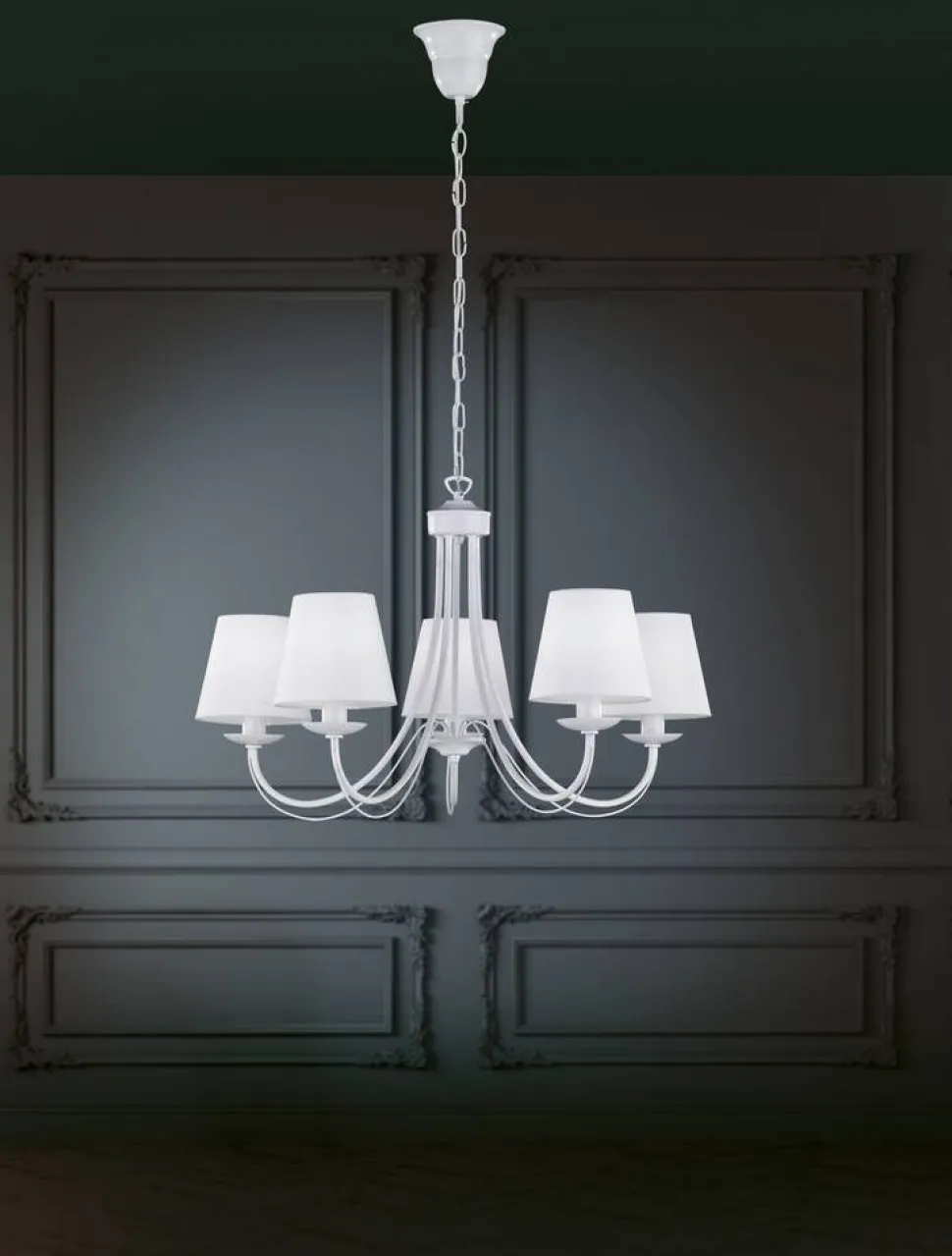 Trio Lighting kattokruunu Cortez 5-os E14 mattavalkoinen