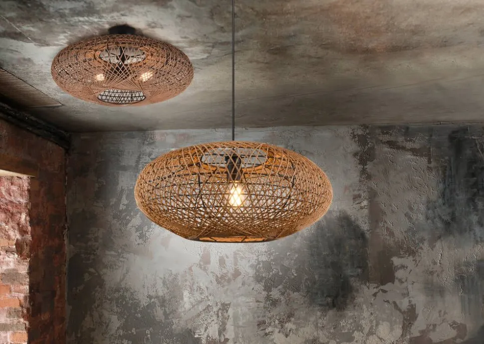 Trio Lighting kattovalaisin Hedda 2xE27 mattamusta/sisal