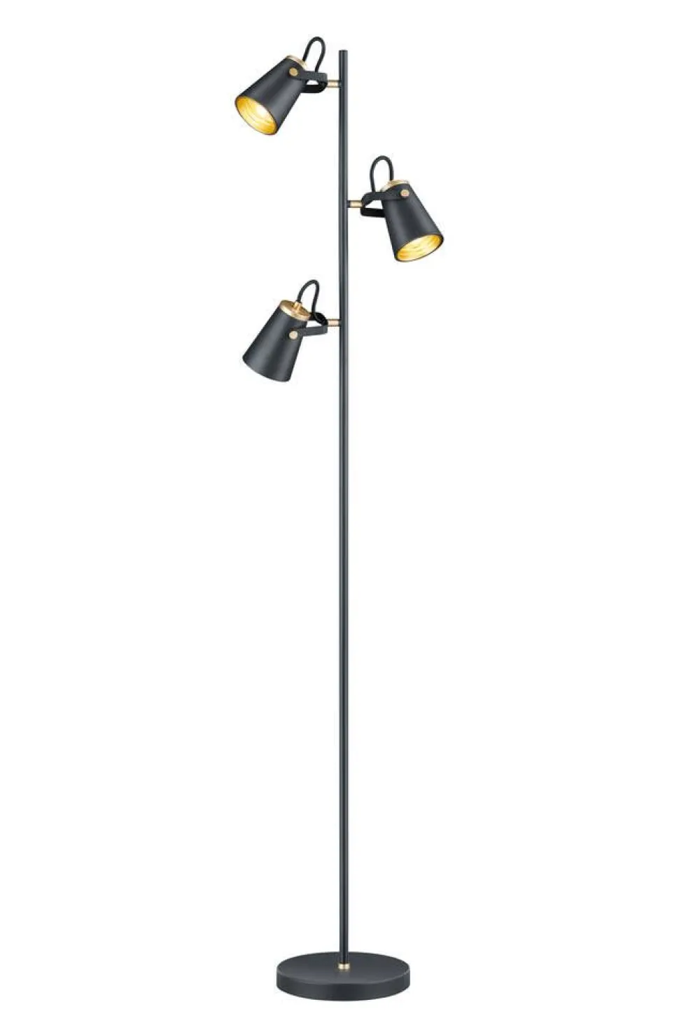 Trio Lighting lattiavalaisin Edward 3xE14 mattamusta/kulta