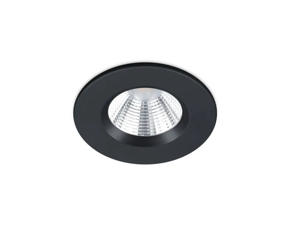 Trio Lighting LED alasvalo Zagros IP65 mattamusta pyöreä