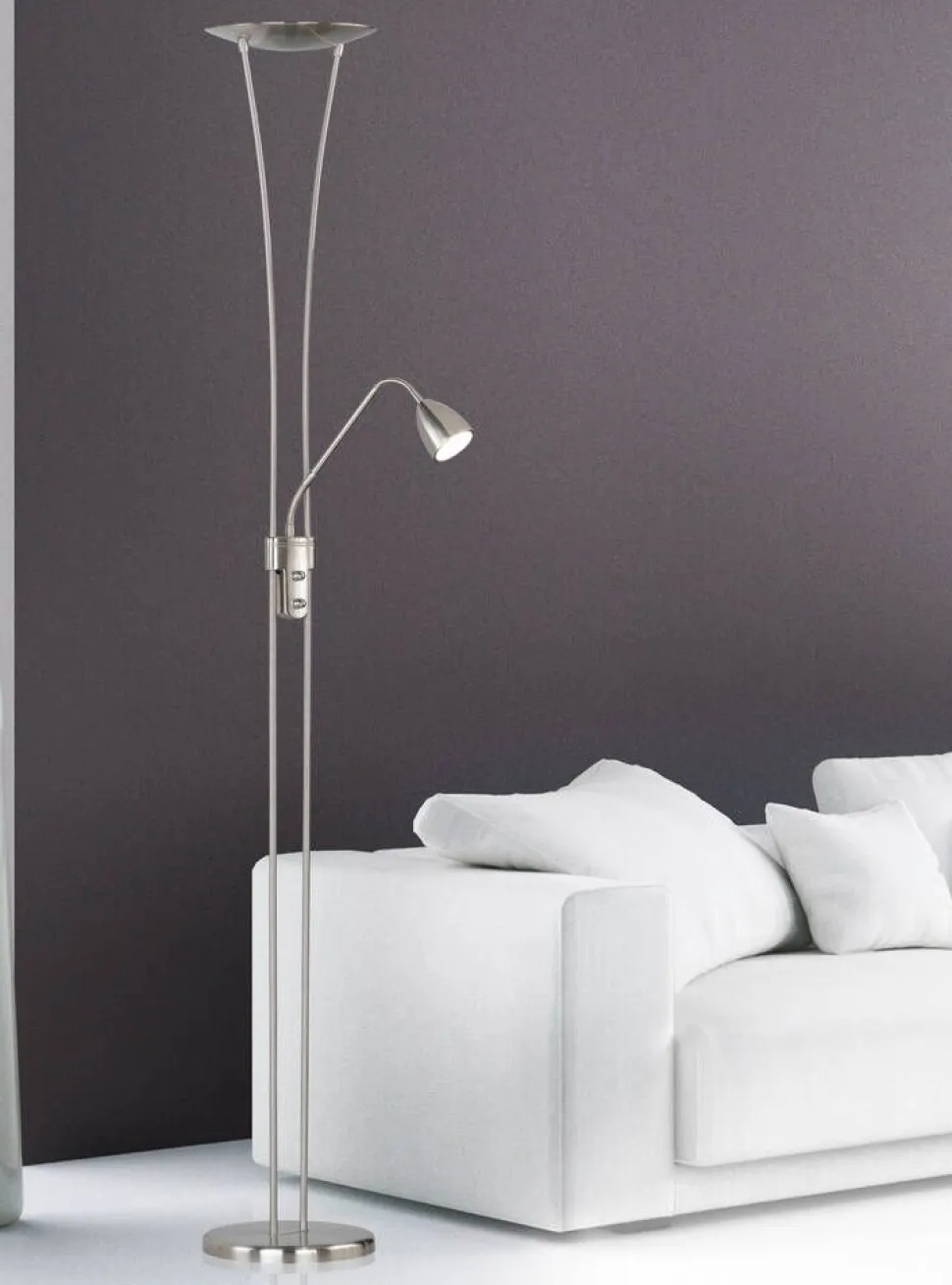 Trio Lighting LED lattiavalaisin Arizona uplighter harjattu