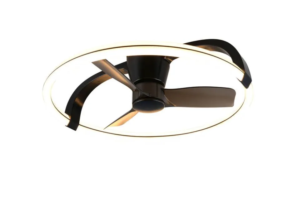 Trio Lighting LED tuuletinkattovalaisin Stockholm mattamusta