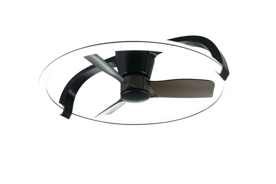 Trio Lighting LED tuuletinkattovalaisin Stockholm mattamusta