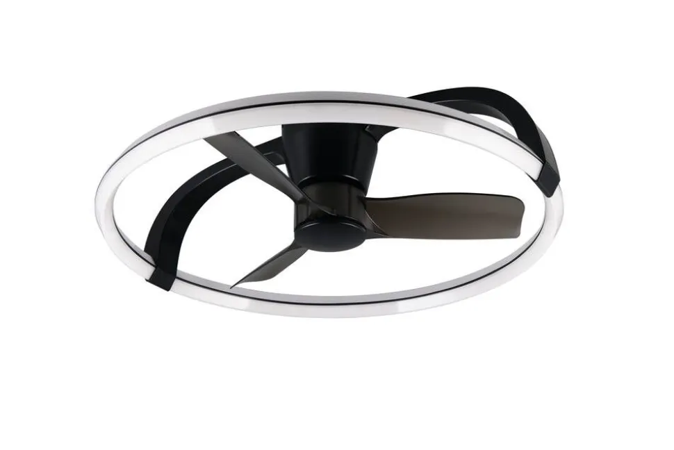 Trio Lighting LED tuuletinkattovalaisin Stockholm mattamusta