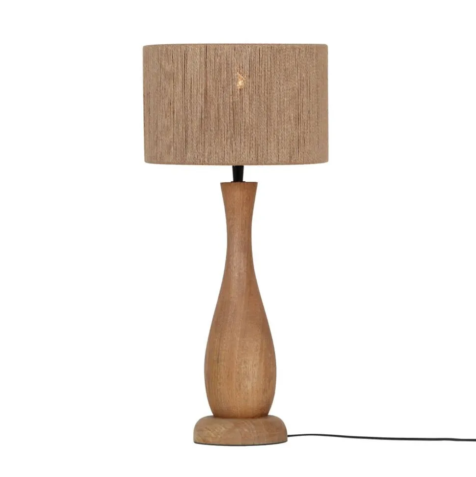 Trio Lighting pöytävalaisin Toba E27 puu/beige