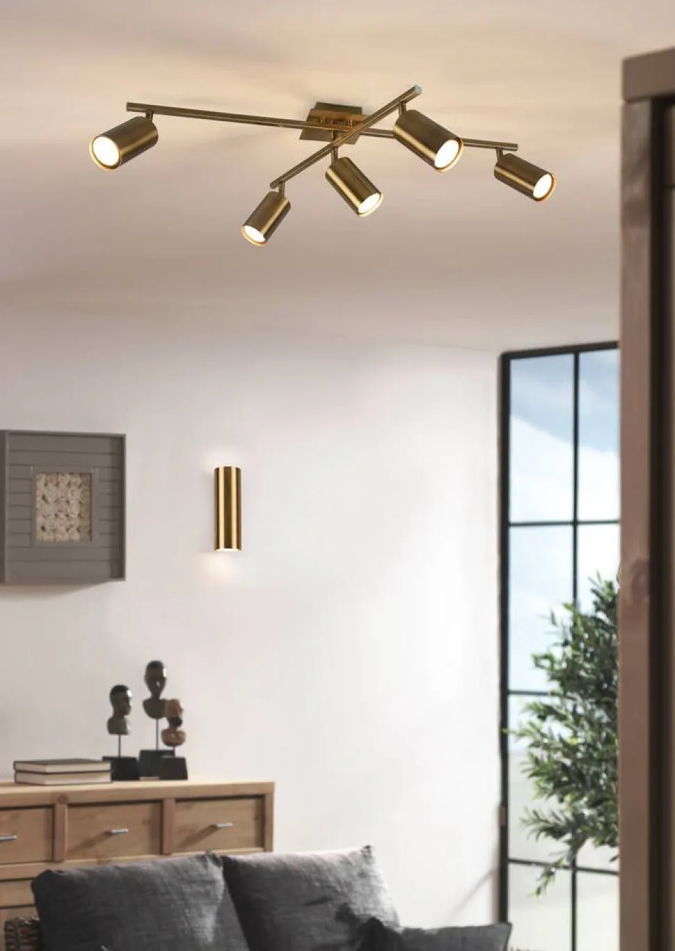 Trio Lighting seinävalaisin Marley 2xGU10 antiikkimessinki